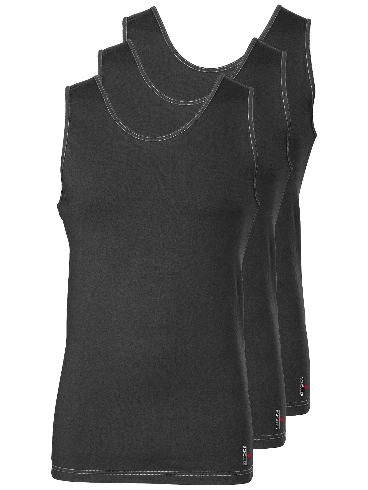 Schöller Achselhemd 3er Pack Herren Achselshirt Baumwolle-Elasthan (Packung, 3-St) -
