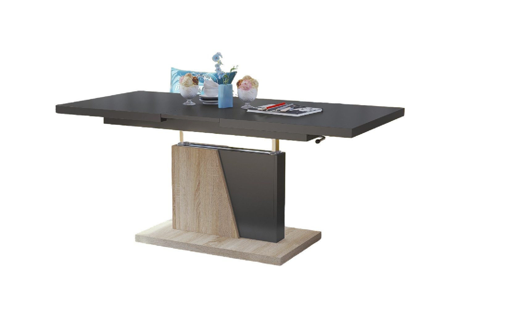 Mazzoni Couchtisch Grand Noir Anthrazit-Sonoma Eiche günstig online kaufen