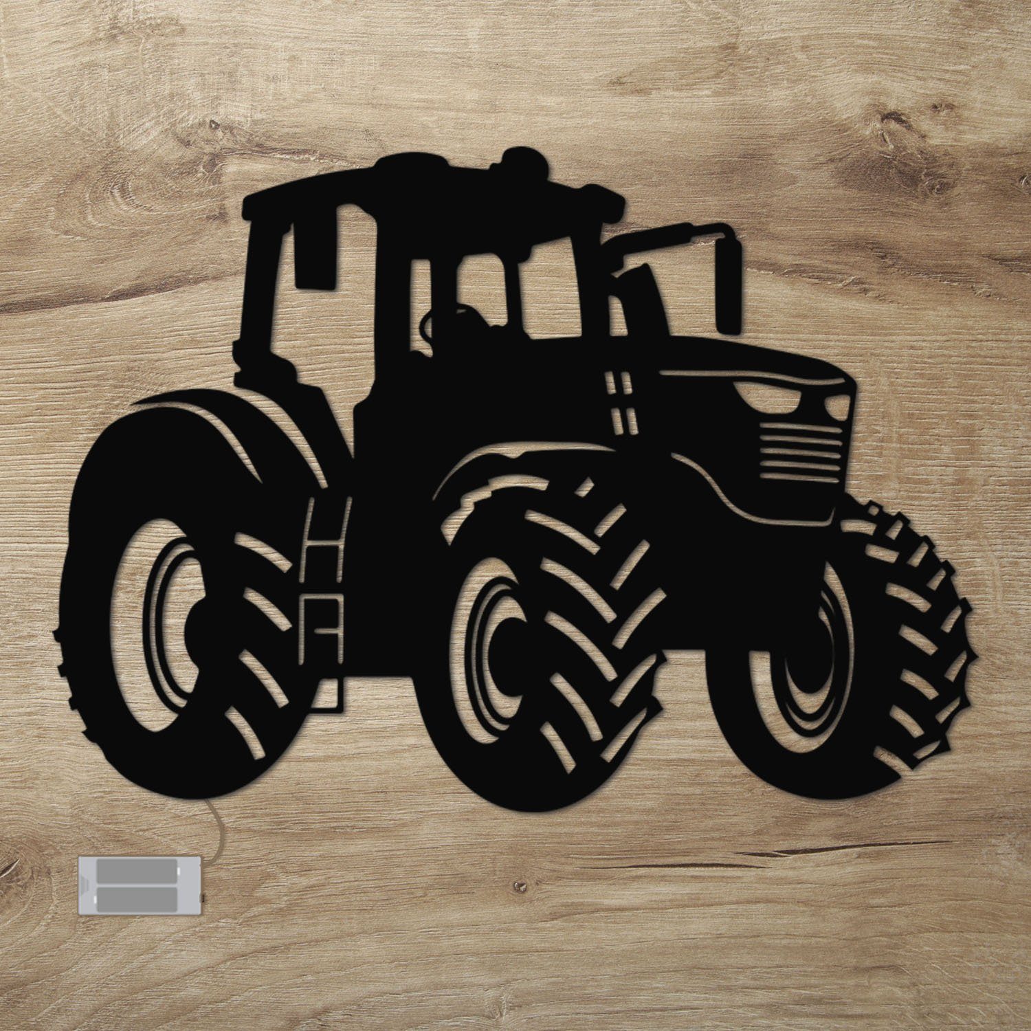 Namofactur Wandlampe „Landwirt“ Personalisiert – Aus Pappelsperrholz, Batteriebetrieben (55x33 Cm)