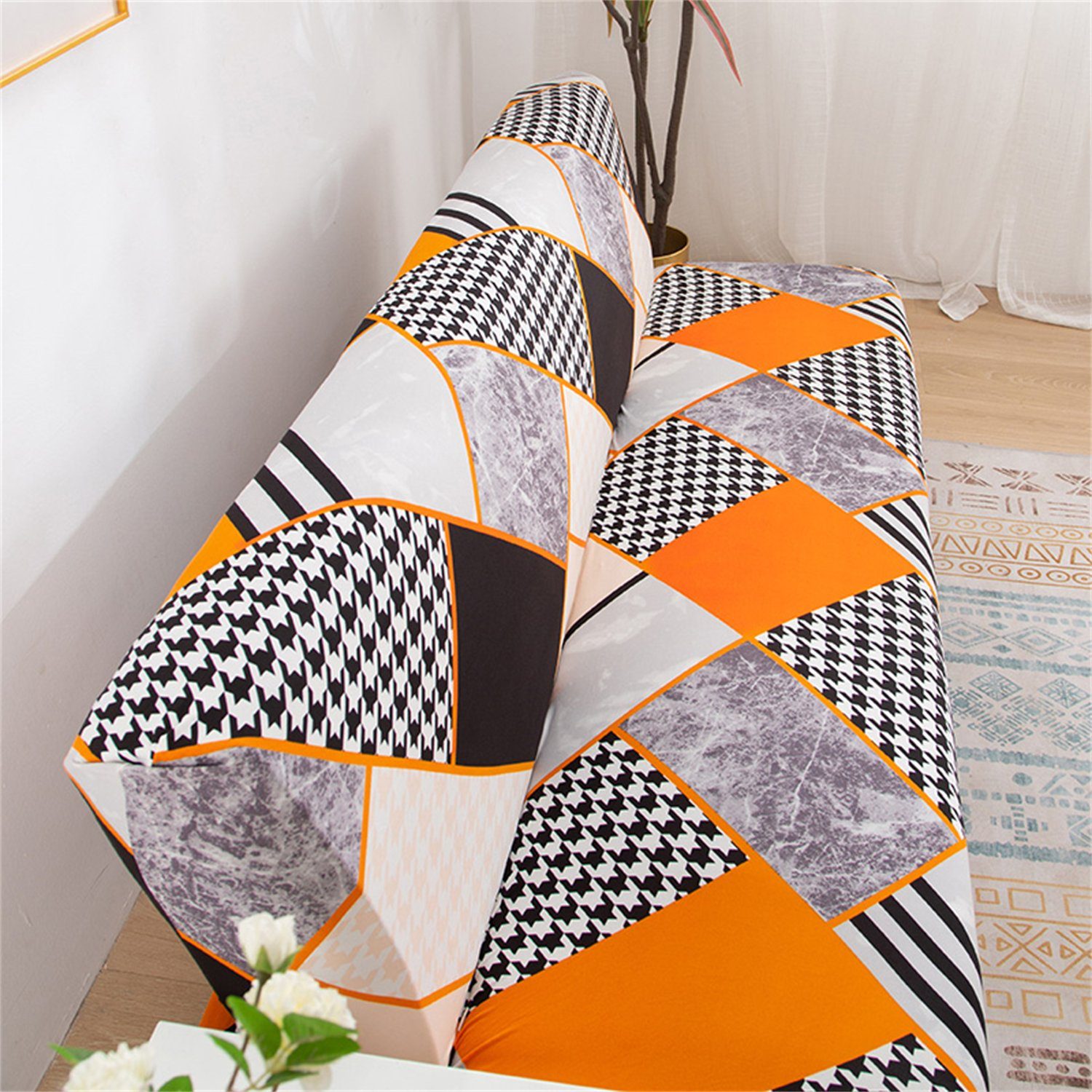 HOMEIDEAS, Sofahusse, Sofa-Schonbezug, Ärmellos Abdeckung Möbelschutz Orange