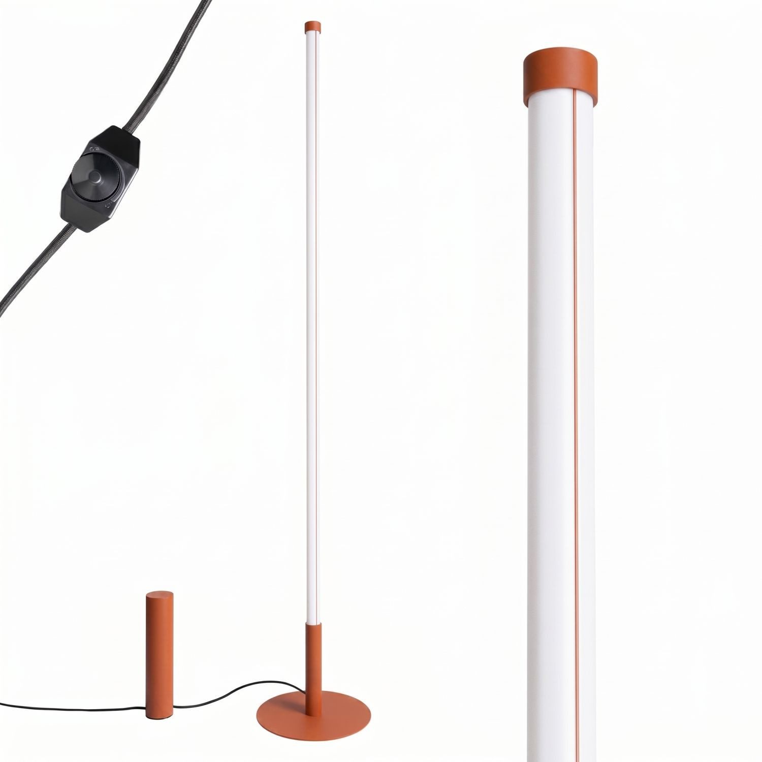 Licht-Erlebnisse Stehlampe ORSAY, LED fest integriert, Neutralweiß, LED dimmbar Metall 150 cm hoch Ockerrot rund 4000 K 4710 lm Modern