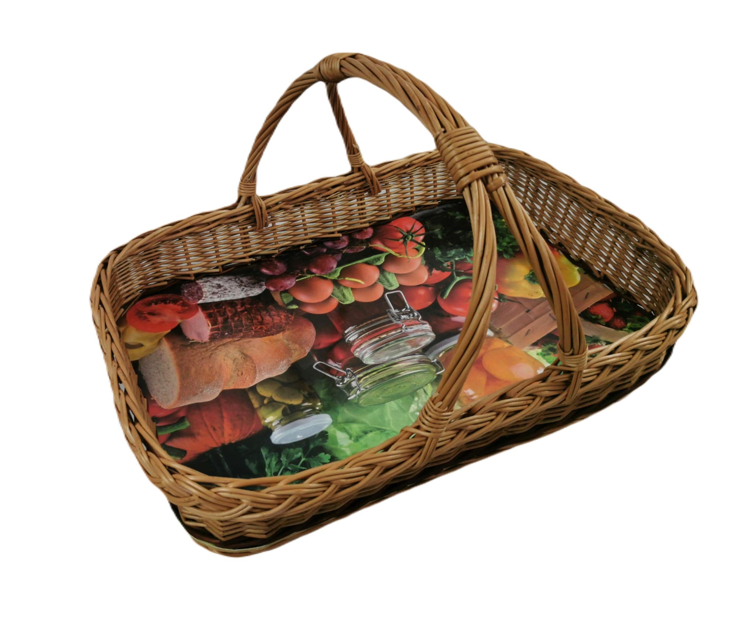 natuleo by pokuc Flaschenkorb Weidentablett mit Querstange 50x35x29 cm Rechteckig Braun