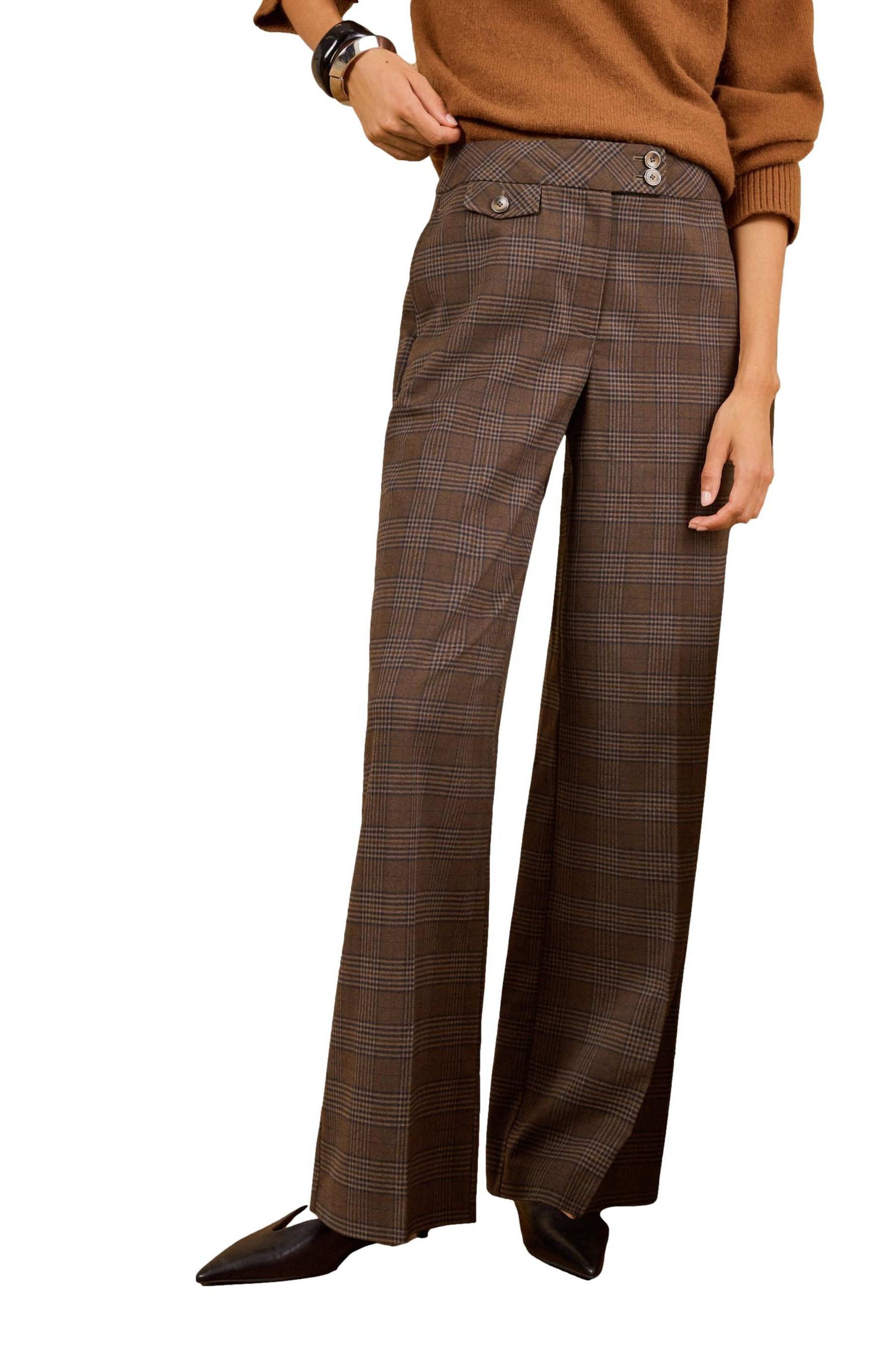 Love & Roses Palazzohose Love & Roses karierte Hose mit weitem Bein (1-tlg)