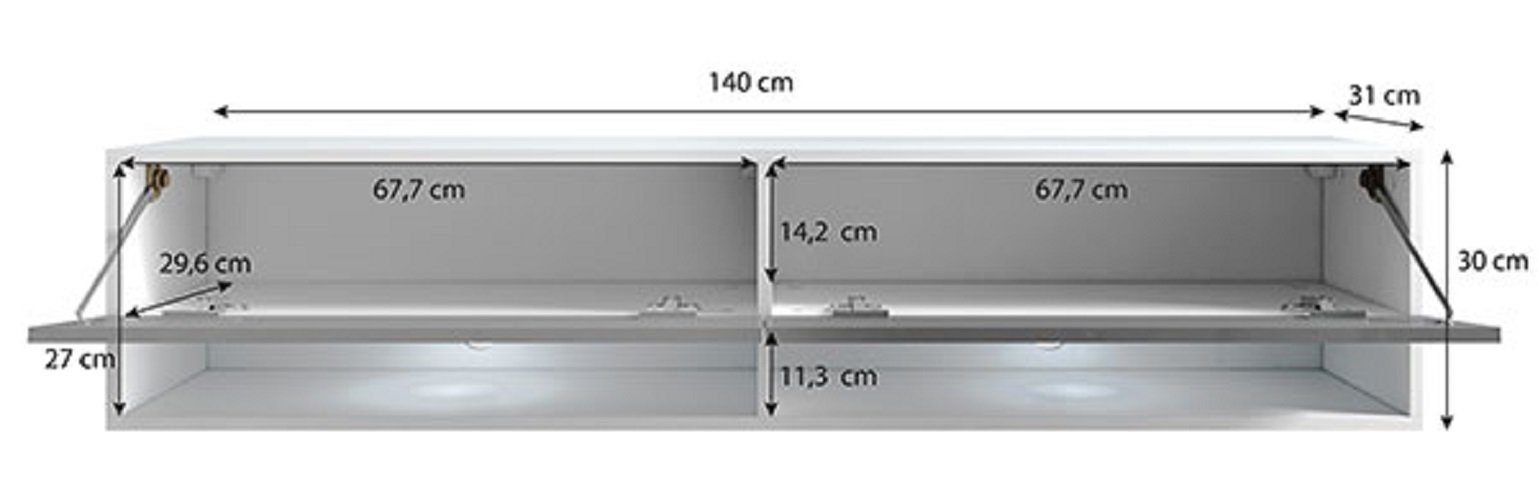 Lowboard weiß grau Farbe Feldmann-Wohnen / wählbar A,