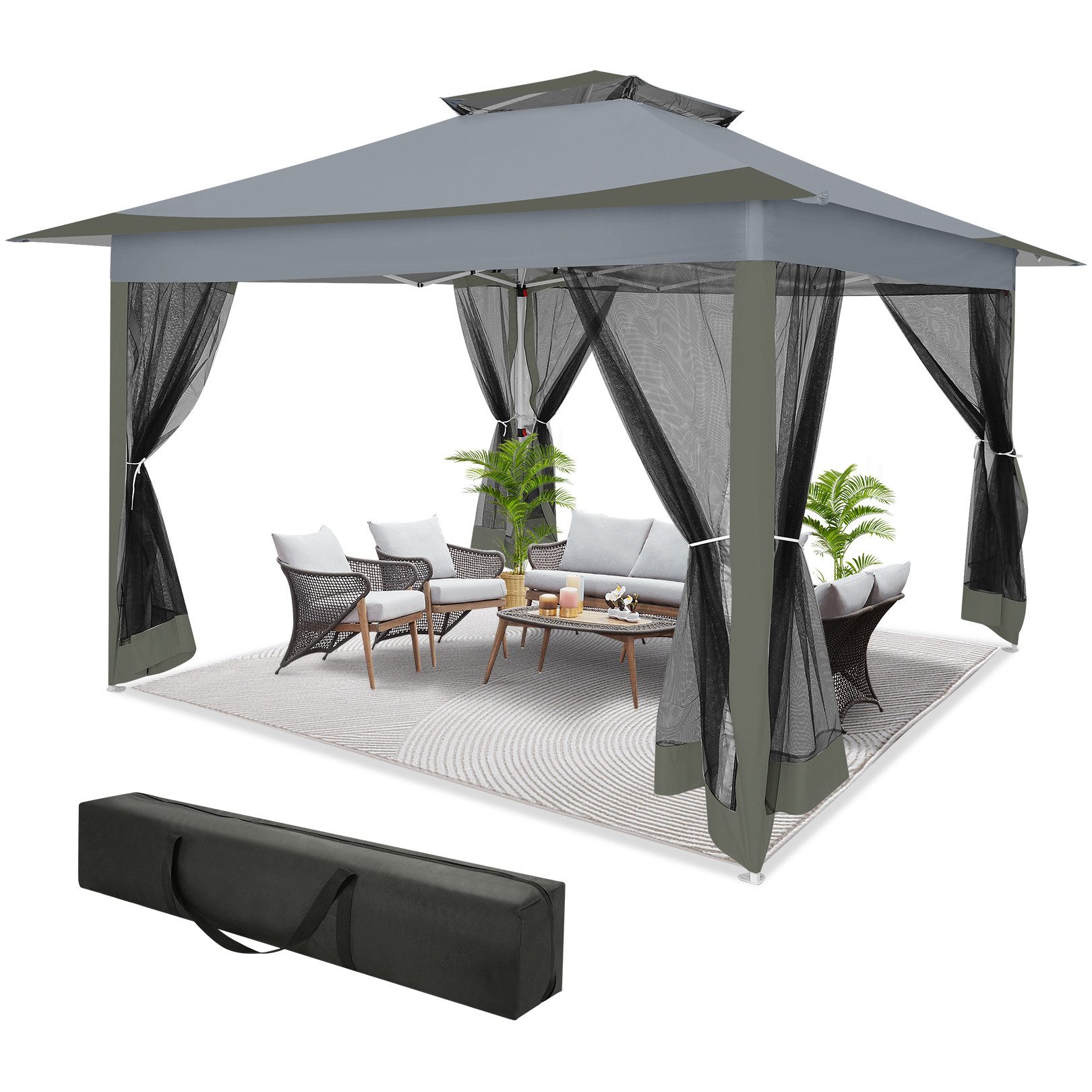 LUCKZON Pavillon 3.6x3.6m, Faltbar, Gartenzelt mit günstig online kaufen
