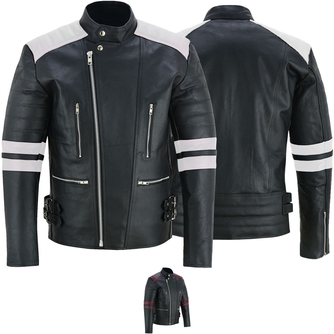 German Wear Lederjacke GW424J Biker Lederjacke Oldschool Vintag Retro Jacke günstig online kaufen