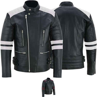 German Wear Lederjacke GW424J Biker Lederjacke Oldschool Vintag Retro Jacke mit Protektoren