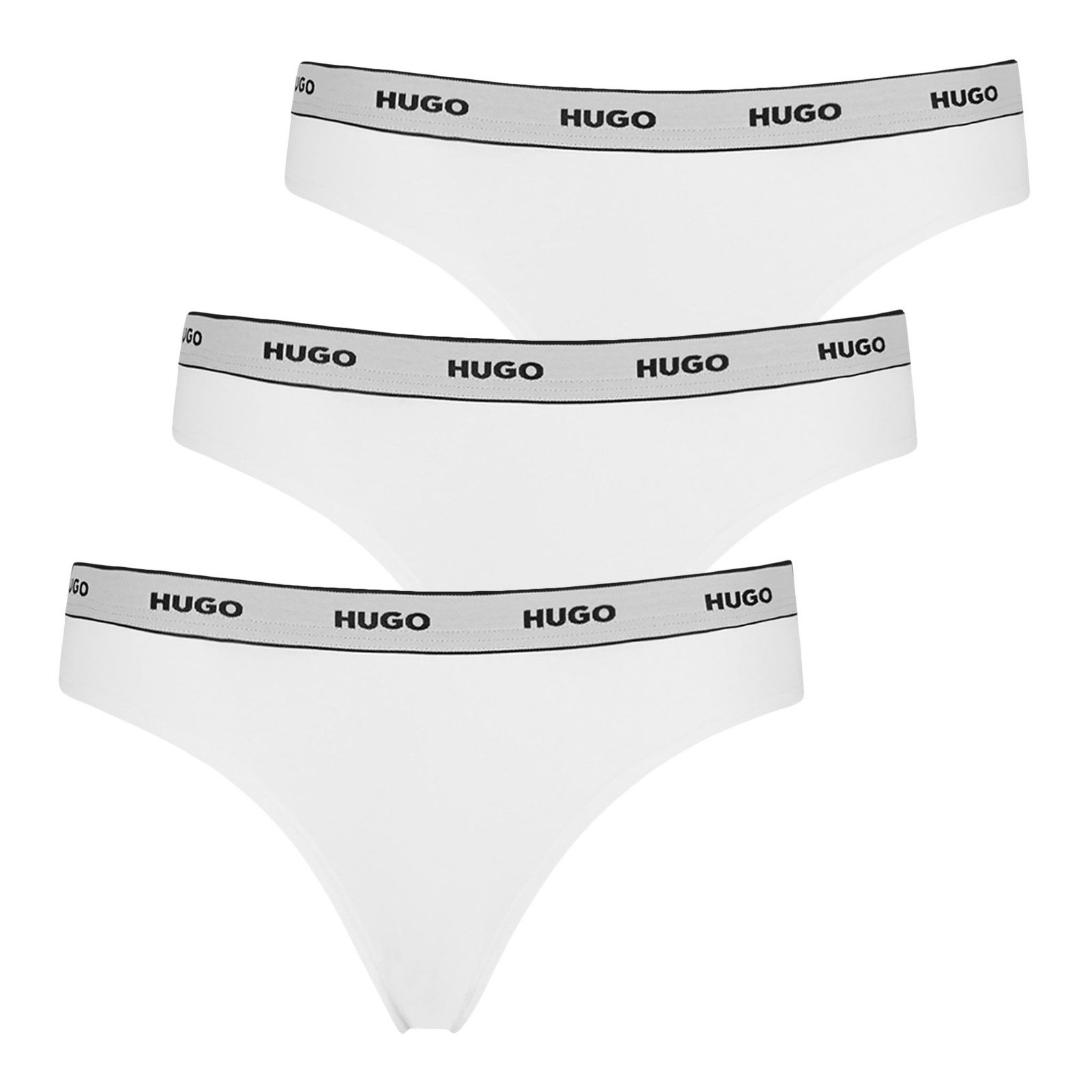 HUGO String Thong Stripe (3-St) mit umlaufenden Markenschriftzug