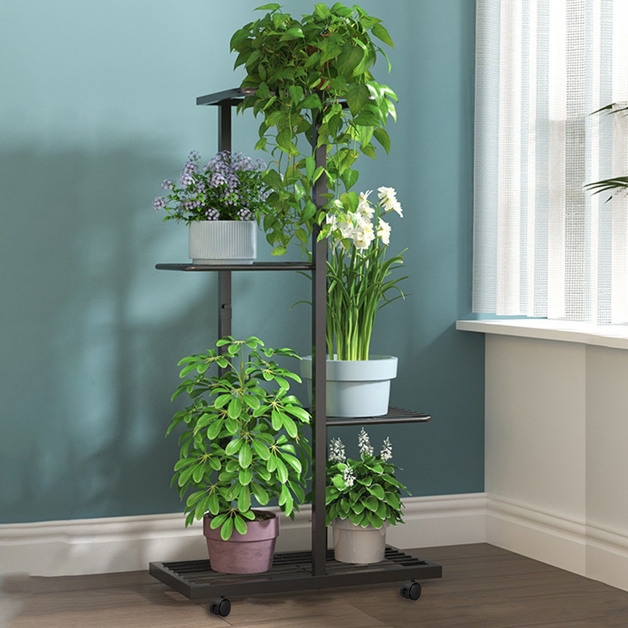 YINDN Blumenständer Blumenregal mit 4 Rollen, günstig online kaufen