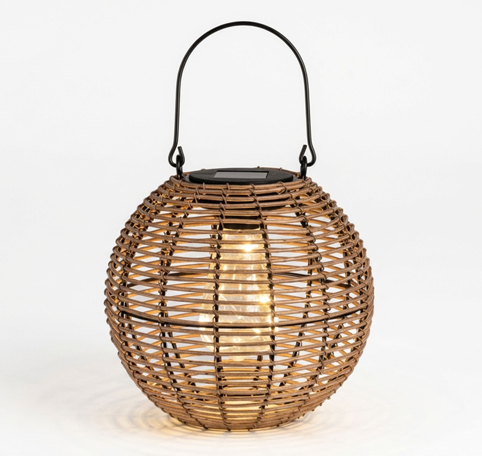formano LED Laterne Solarlaterne Garten LED Metall 19 cm Rattan-Optik warmweiß Licht IP44, LED fest integriert