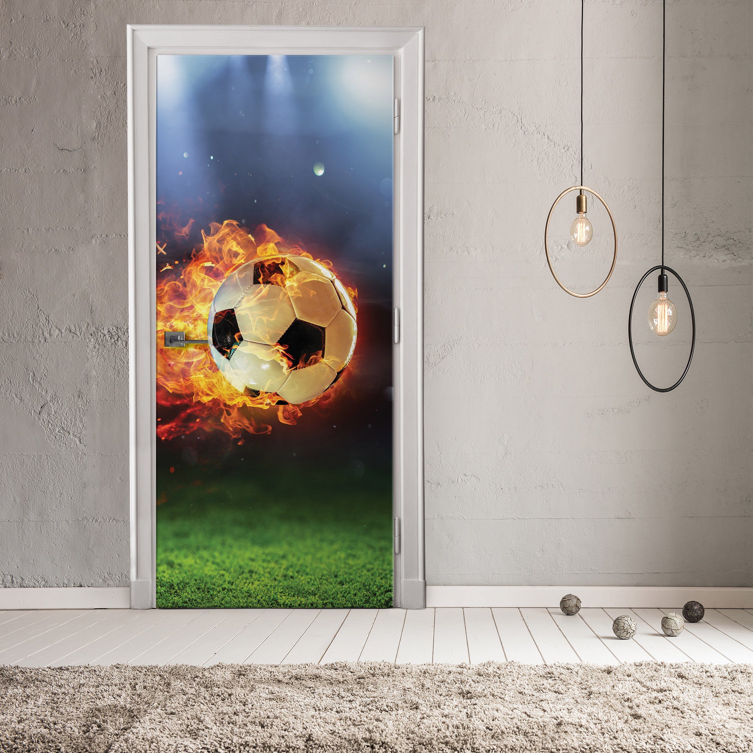 Wallarena Türtapete Selbstklebend Kinderzimmer Fussball Türposter Türfolie Türaufkleber Fototapete für Tür, 91x211 cm, Glatt, Fussball, Türtapete Selbstklebend