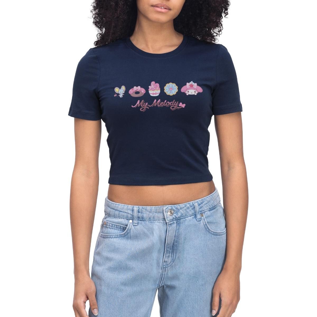T-Shirt My Melody Mit Flat Und Gebäckstücken Crop Top