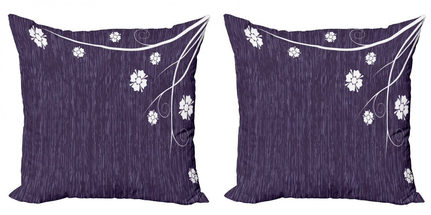 Kissenbezüge Modern Accent Doppelseitiger Digitaldruck, Abakuhaus (2 Stück), Dunkelviolett Violet Beauty Floral