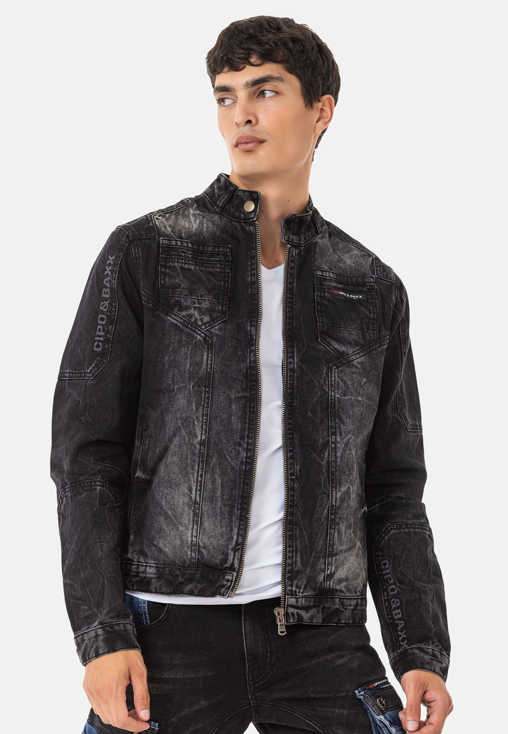Cipo & Baxx Bikerjacke CJ299 Cooler Used-Look für einen authentischen Vintage-Stil