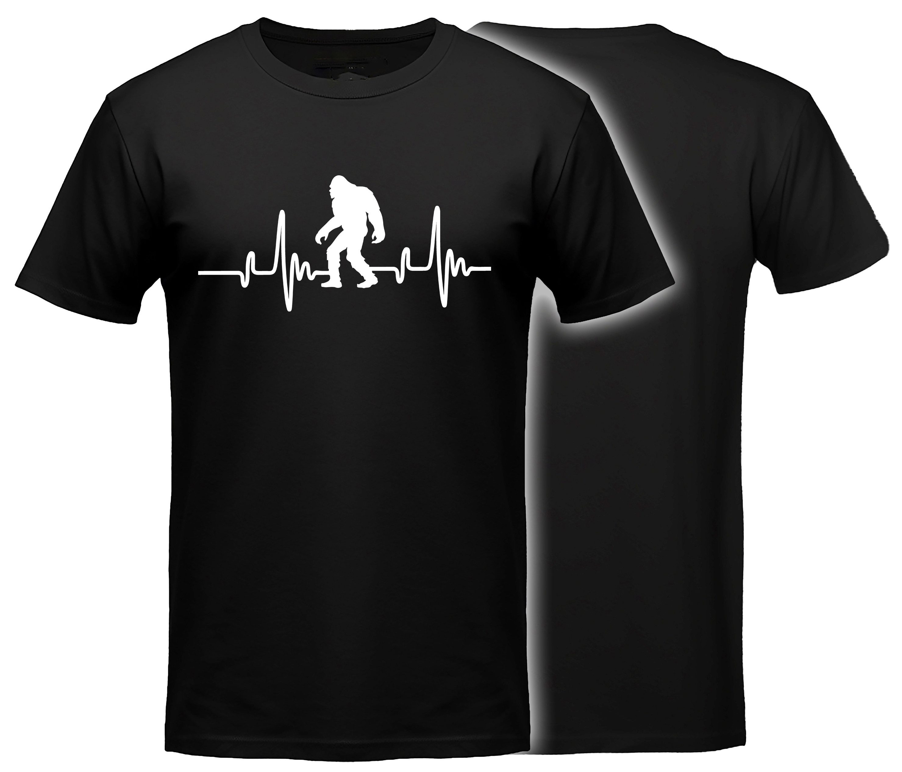 MyDesign24 T-Shirt Bigfoot Herschlaglinie print Shirt EKG-Linie Bigfoot T-Shirt schwarz kurzarm Regular Fit i566