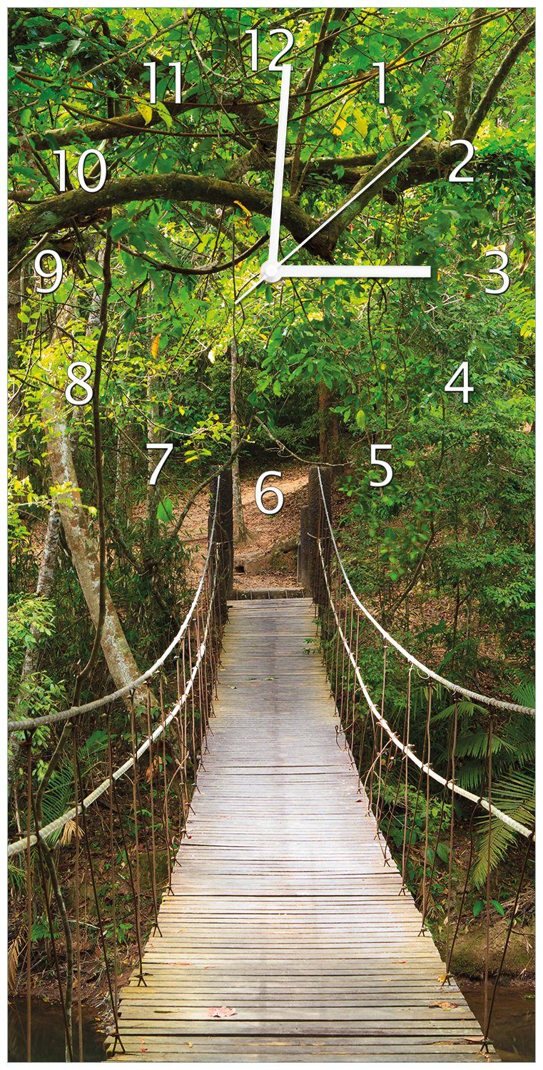 Wallario Wanduhr Hängebrücke im Urwald grüner Dschungel (Uhr aus Acryl)