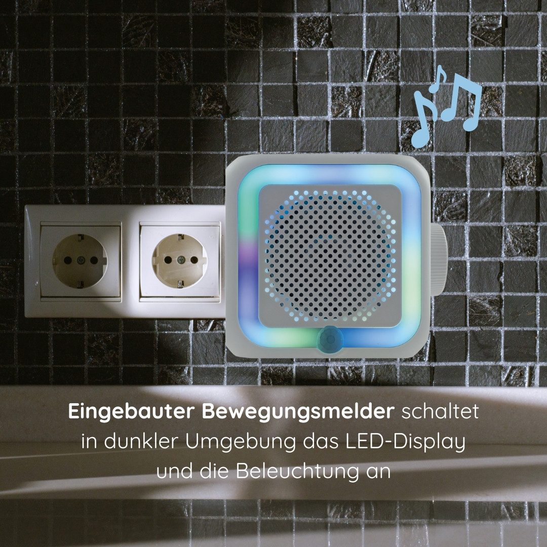 Schwaiger RAFM0100 Steckdosen-Radio (FM, AM, 3 W, IP20, Nachtlicht, Weckerfunktion, Bewegungsmelder) – Bild 2 von 5