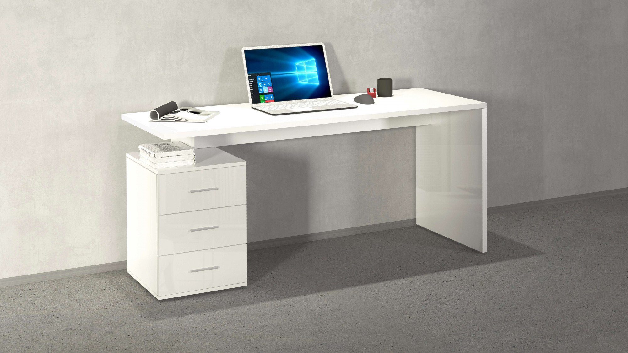 Berühmte Marken Tecnos Schreibtisch NEW SELINA, 160 Design modernes italien. Breite hochglanz weiß cm