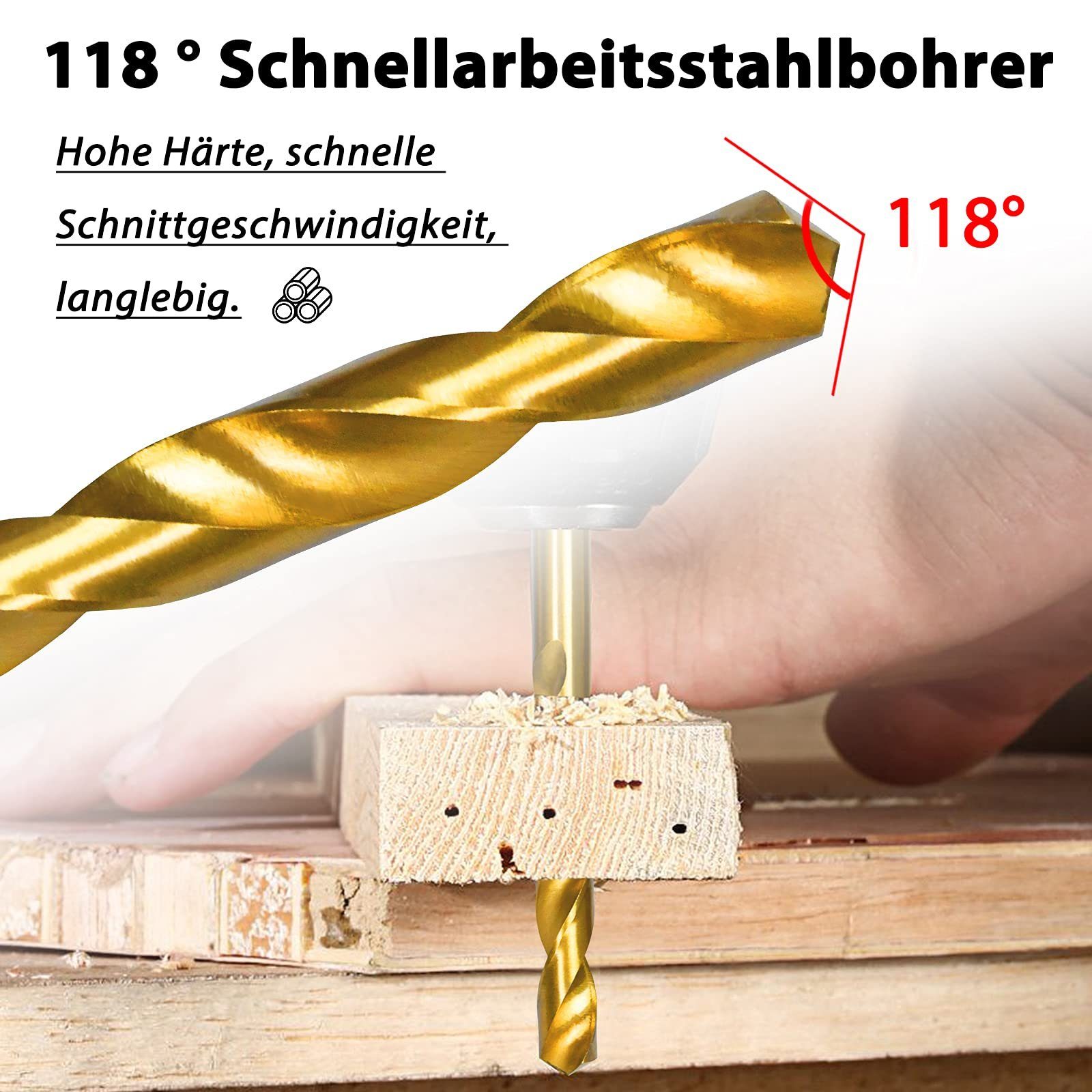 UISEBRT Spiralbohrer 1-10mm, HSS Metallbohrer Bohrerset (170-tlg), DIN338