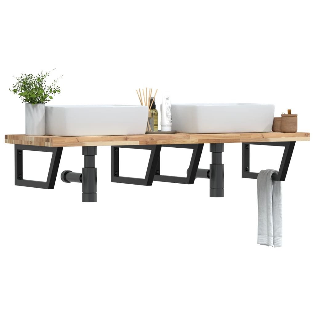 vidaXL Badezimmerspiegelschrank Waschbeckenregal Wandmontage Stahl und nholz (1-St)