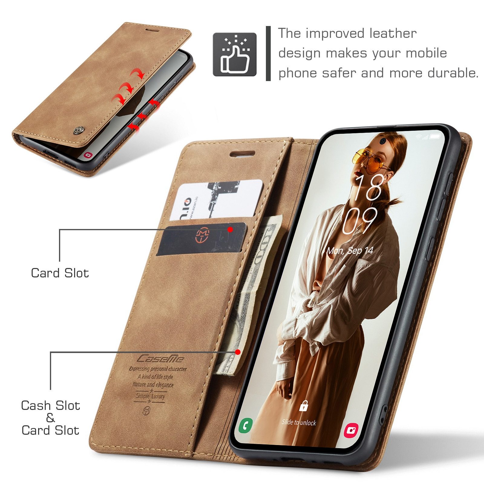 SmartUP Smartphone-Hülle für Samsung Galaxy A55 5G Klapphülle Fliphülle Tasche Case Smart Cover 6,6 Zoll, Integrierte Standfunktion, zwei Kartenfächer – Bild 4 von 5