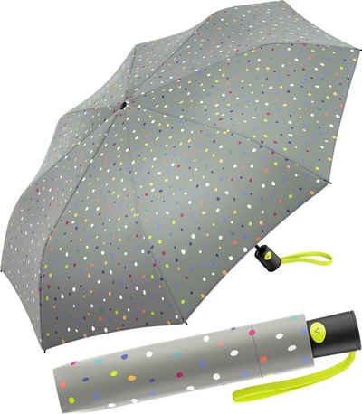 United Colors of Benetton Taschenregenschirm Mini mit Auf-Automatik - Dots grey, ein bunter Konfettiregen