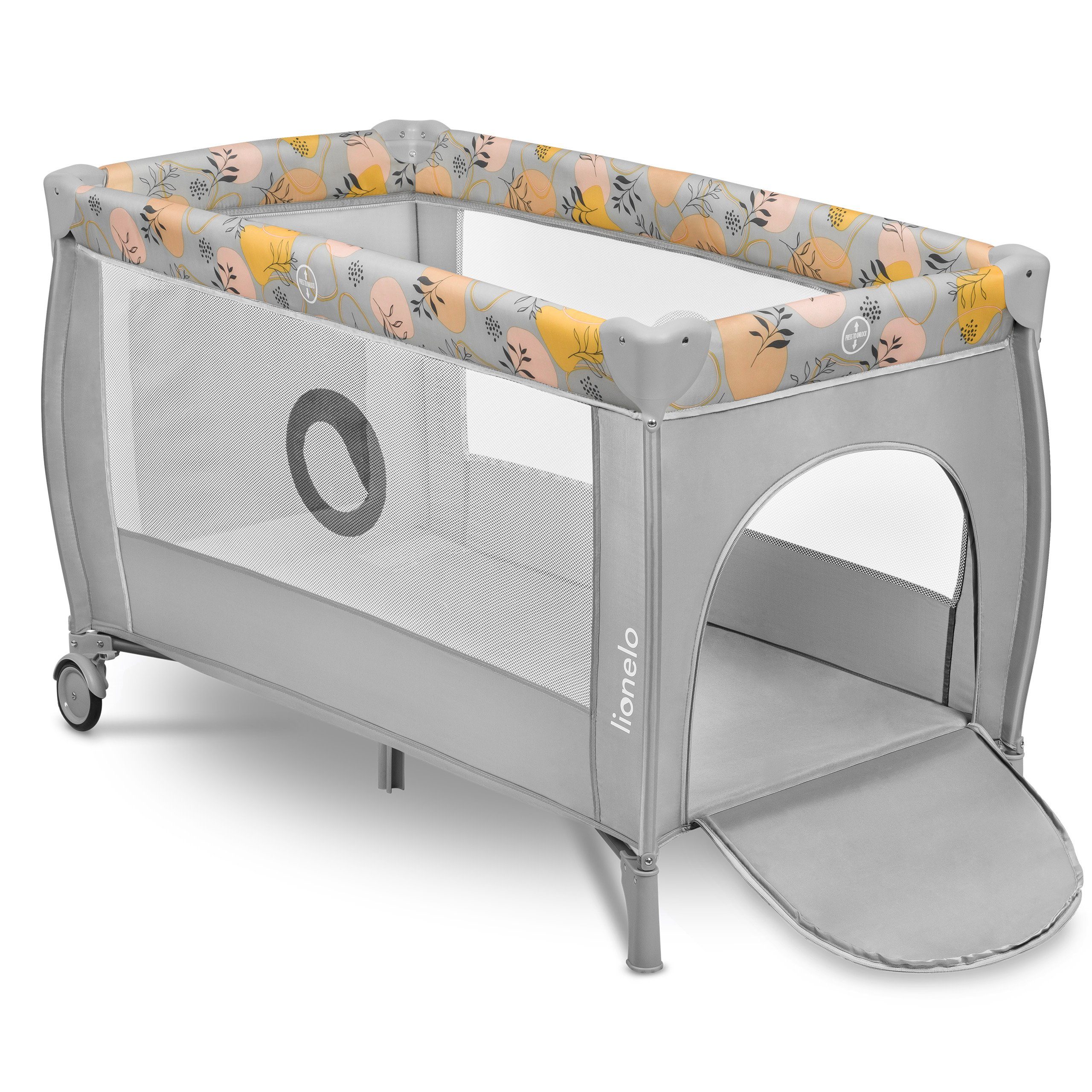 lionelo Baby-Reisebett Stefi Plus, 2in1: Babybett & Laufstall , Kompakte Größe , Luftiges Netz