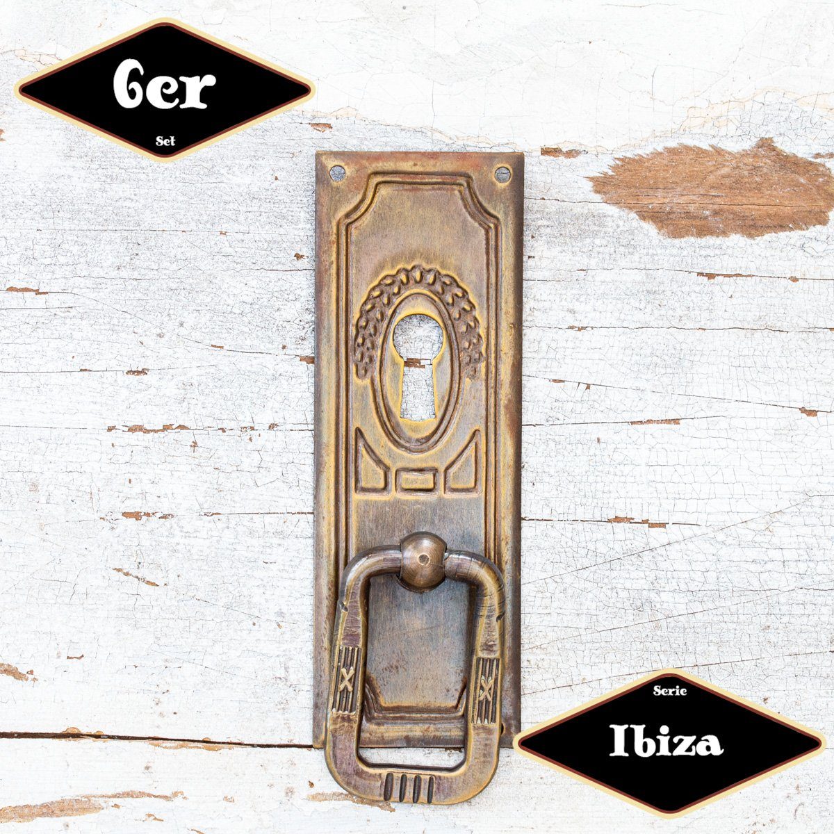 Antikas Möbelbeschlag Schubladengriff,Serie"Ibiza",6er Pack, Eisen in Messing
