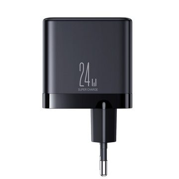JOYROOM Wandladegerät 4xUSB-A 24W 4,8A Netzladegerät - Schwarz Smartphone-Ladegerät (1-tlg)