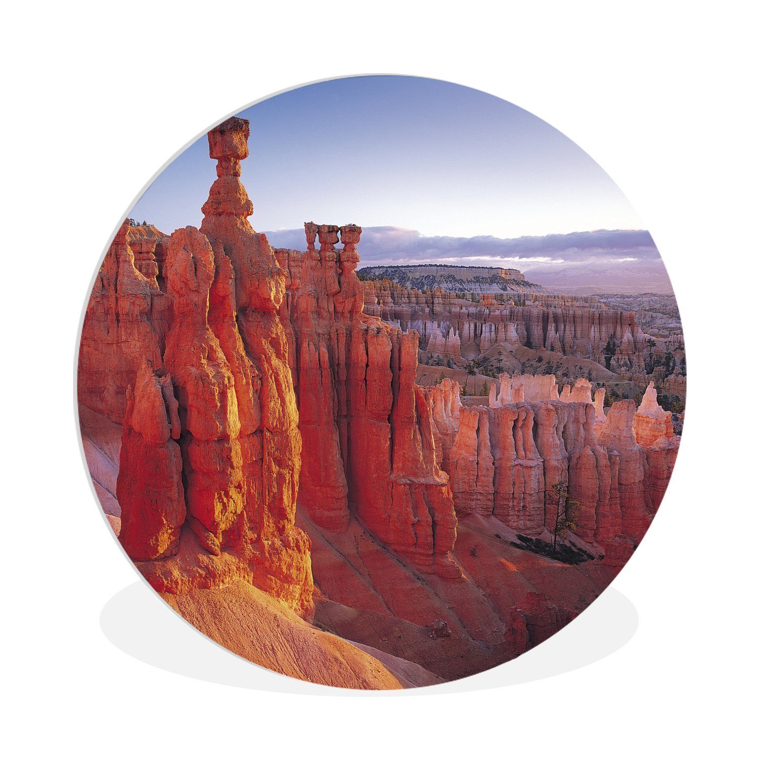 Rundes Wanddekoration Kreis im (1 30x30 Forex, Wandbild, Gemälde Bryce US-Nationalpark MuchoWow St), Canyon, cm orangefarbene Wohnzimmer, Rosa Felsen und