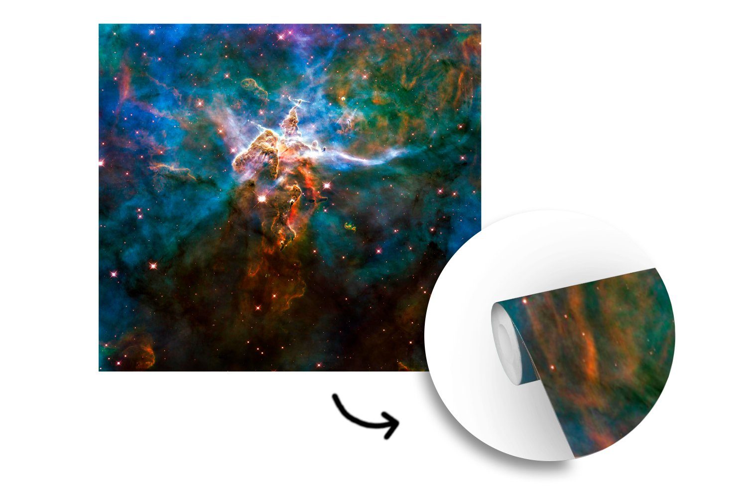 MuchoWow Fototapete Galaxie - Sterne Vinyl bedruckt, Tapete oder (5 St), Matt, - Wohnzimmer Farben, für Schlafzimmer, Wandtapete