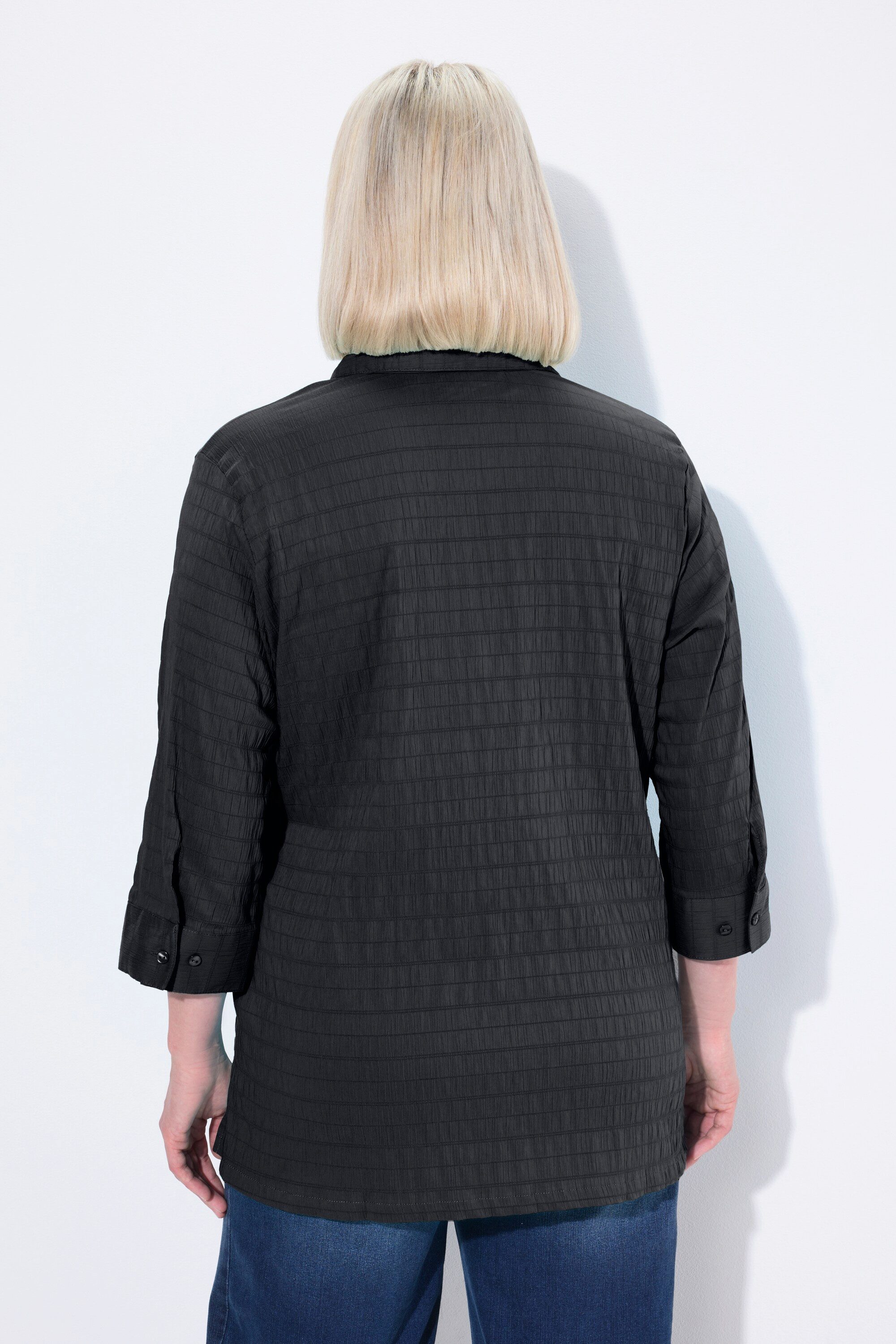 Ulla Popken Hemdbluse Bluse Bubble-Qualität Hemdkragen 3/4-Arm