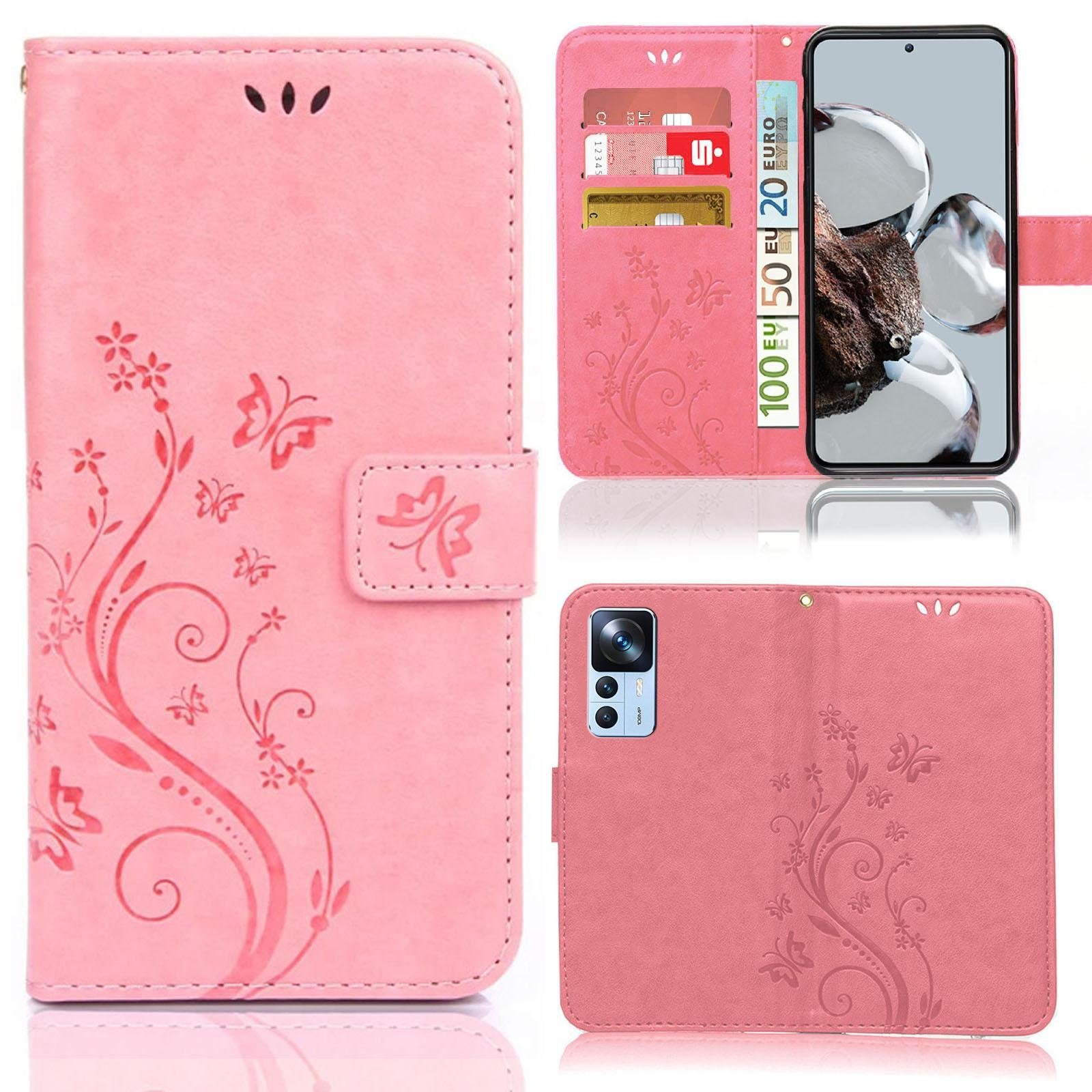 Numerva Handyhülle Bookstyle Flower für Xiaomi 12T / 12T Pro, Handy Tasche Schutzhülle Klapphülle Flip Cover mit Blumenmuster