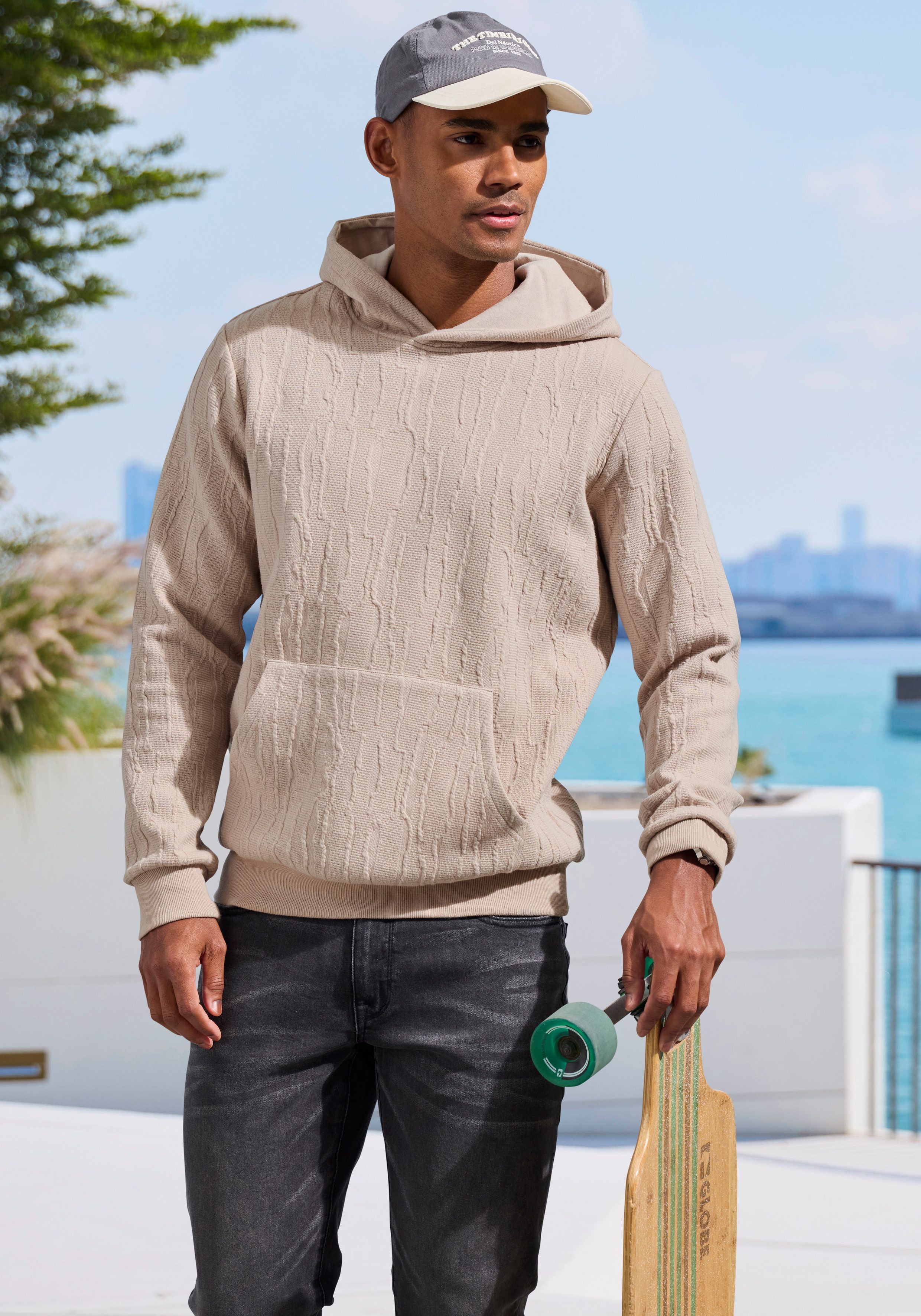 John Devin Hoodie - Struktur Sweat mit Kapuze bis Größe 5XL innen angeraute Sweatware mit besonderer Struktur-Optik – Bild 5 von 5