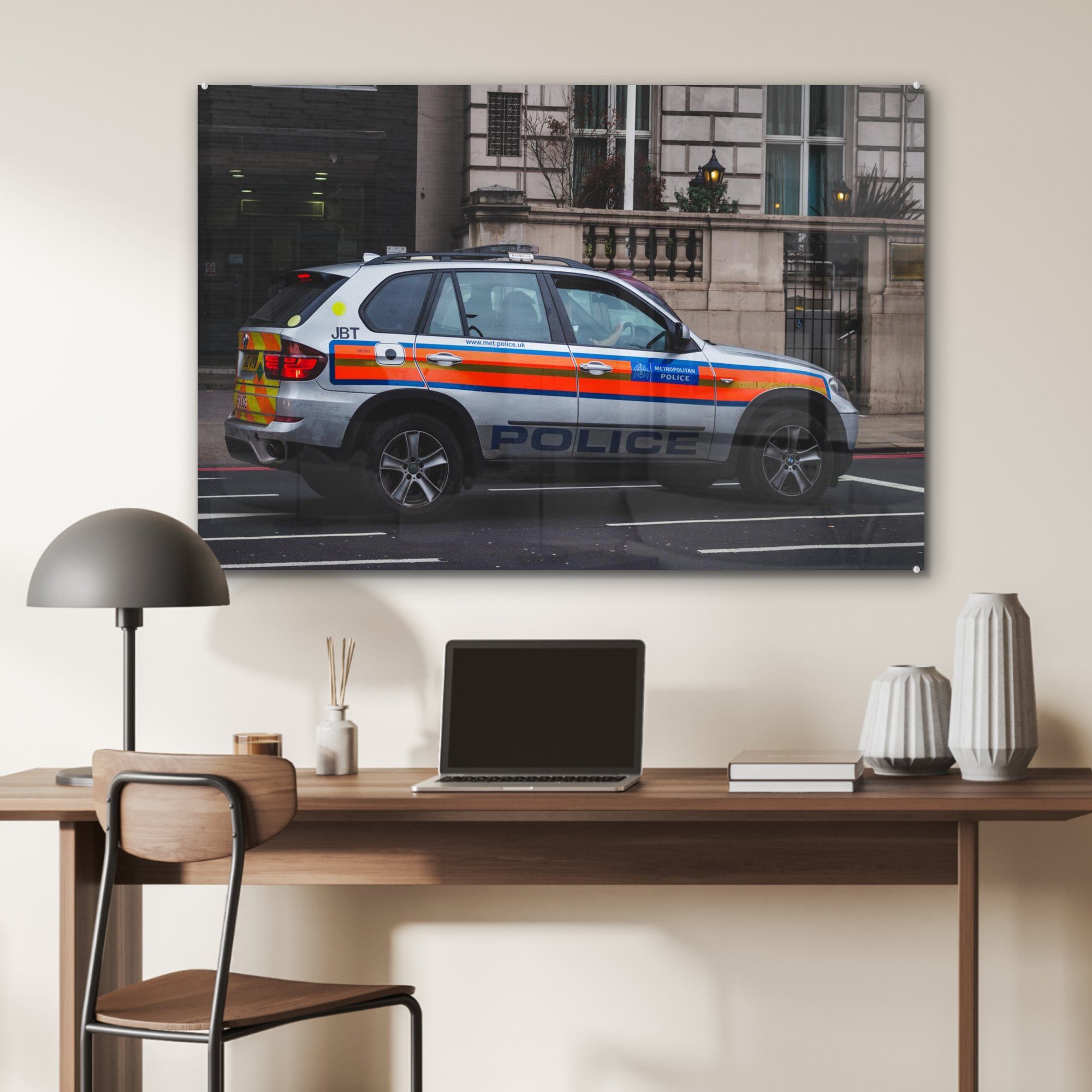 - St), Straße, & Auto Acrylglasbild Polizei - (1 Acrylglasbilder Schlafzimmer MuchoWow Wohnzimmer