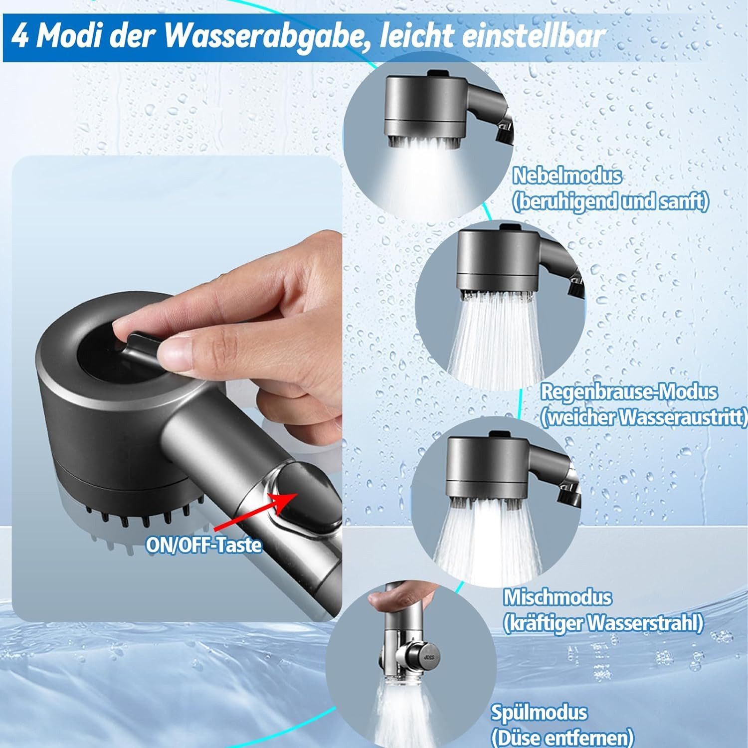 FELIXLEO Handbrause Duschkopf Sparduschkopf Wassersparend Hochdruck Handbra günstig online kaufen