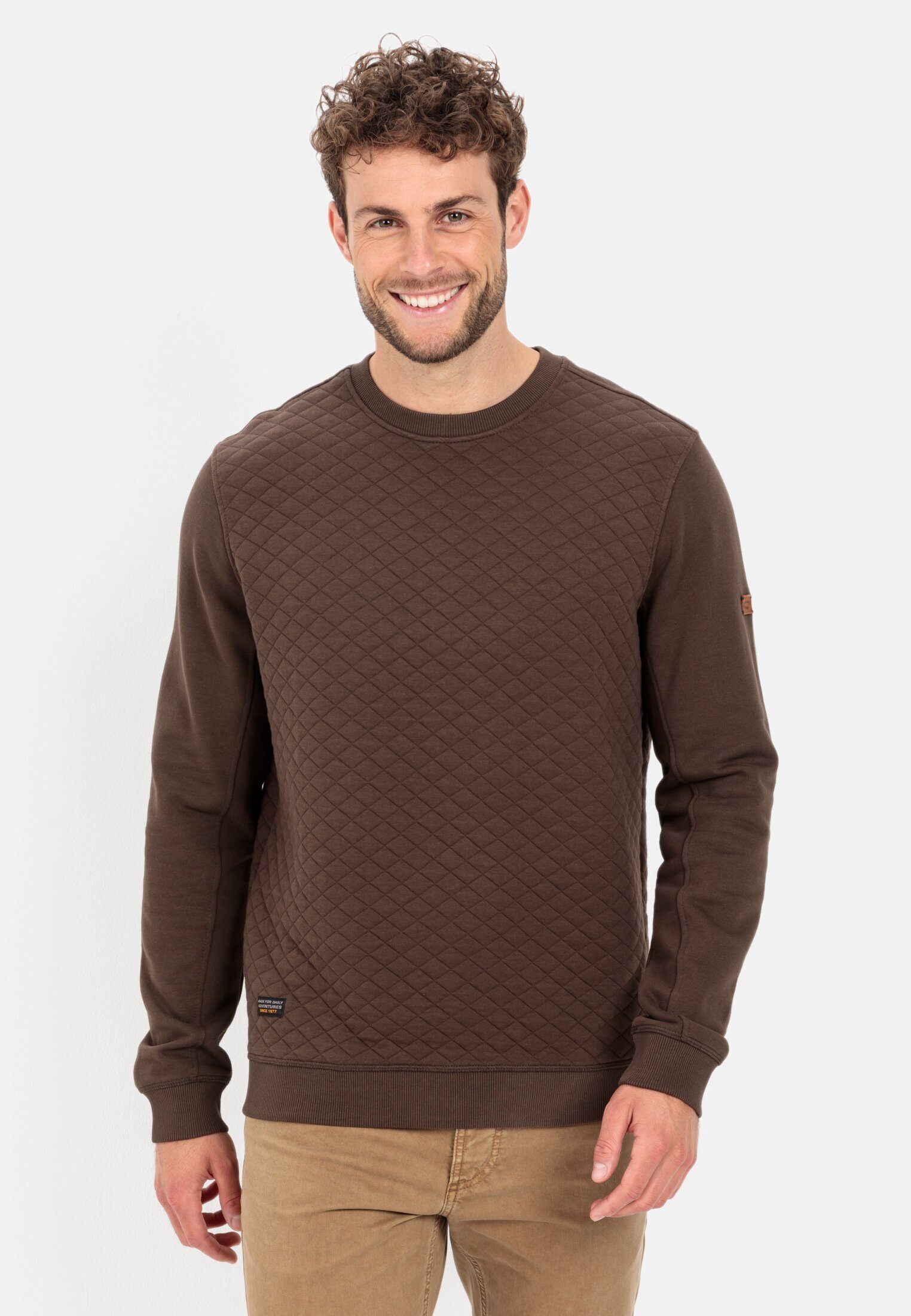 camel active Sweatshirt mit Diamant Steppung Braun