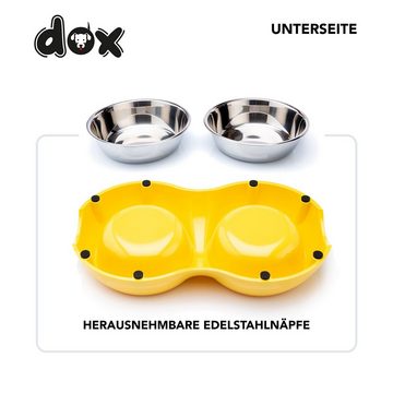 DDOXX Futternapf Doppel-Fressnapf rutschfest, viele Farben & Größen, Gelb 2 X 350 Ml