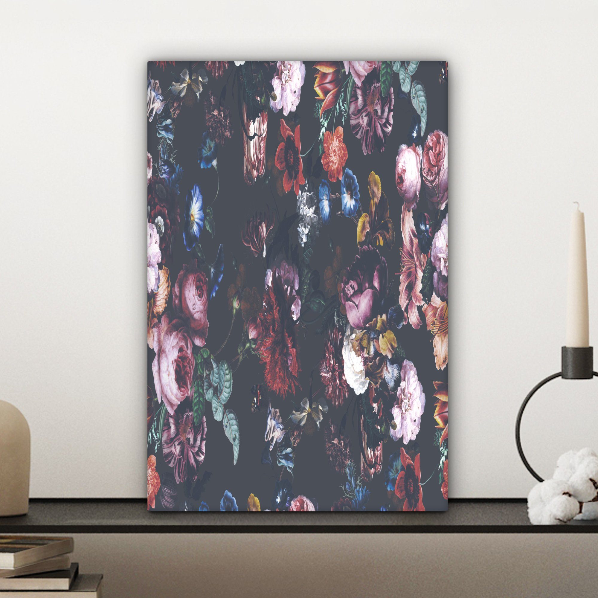 OneMillionCanvasses® Leinwandbild Zackenaufhänger, Gemälde, bespannt - Farben, fertig Blumen (1 inkl. - cm Flora St), 20x30 Leinwandbild
