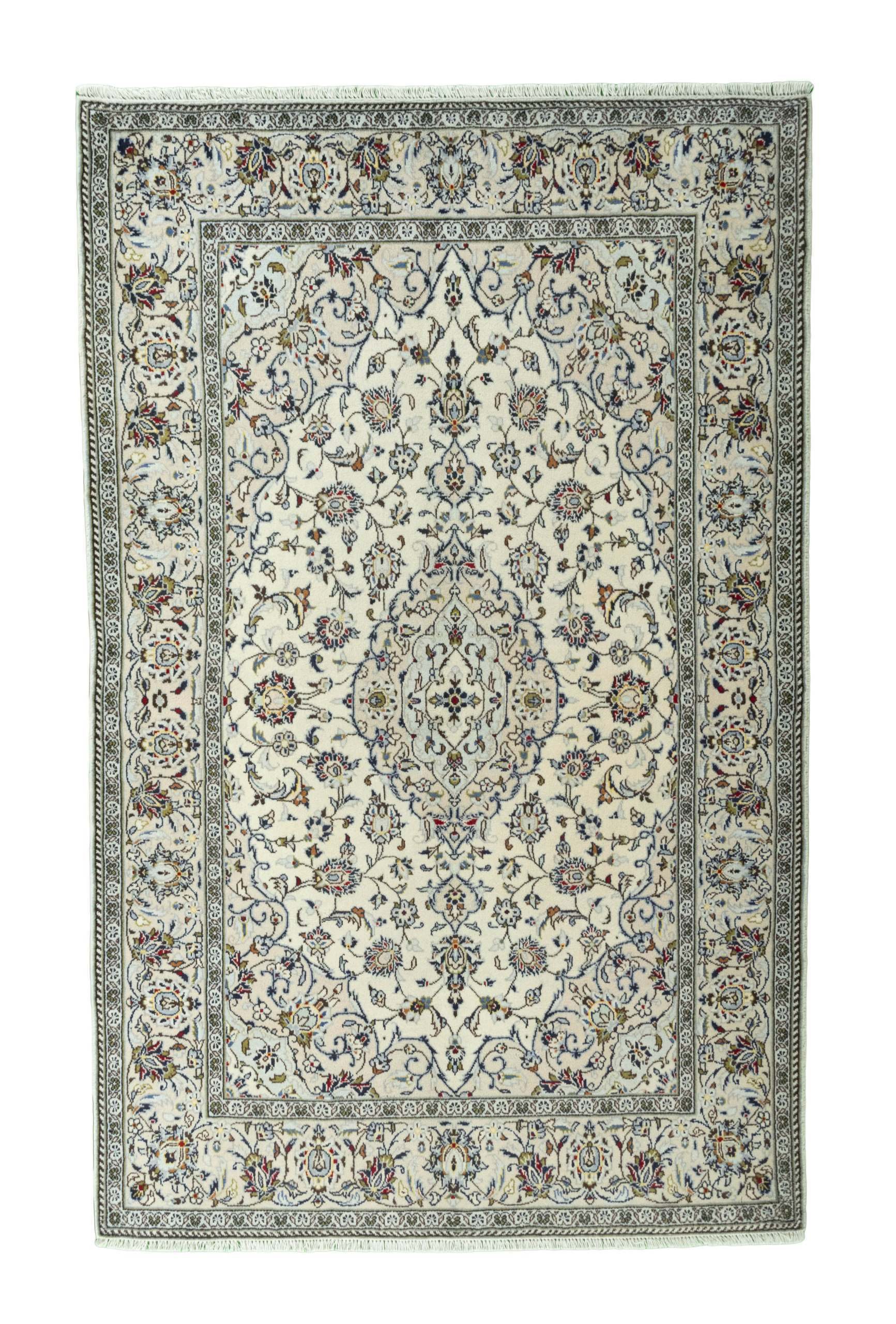 CABBEL Orientteppich 216x136 cm Perser Kashan Beige Schurwolle Handgeknüpft Klassisch, rechteckig, Höhe: 8 mm, 100% Schurwolle – weich, pflegeleicht, solide Knüpfdichte
