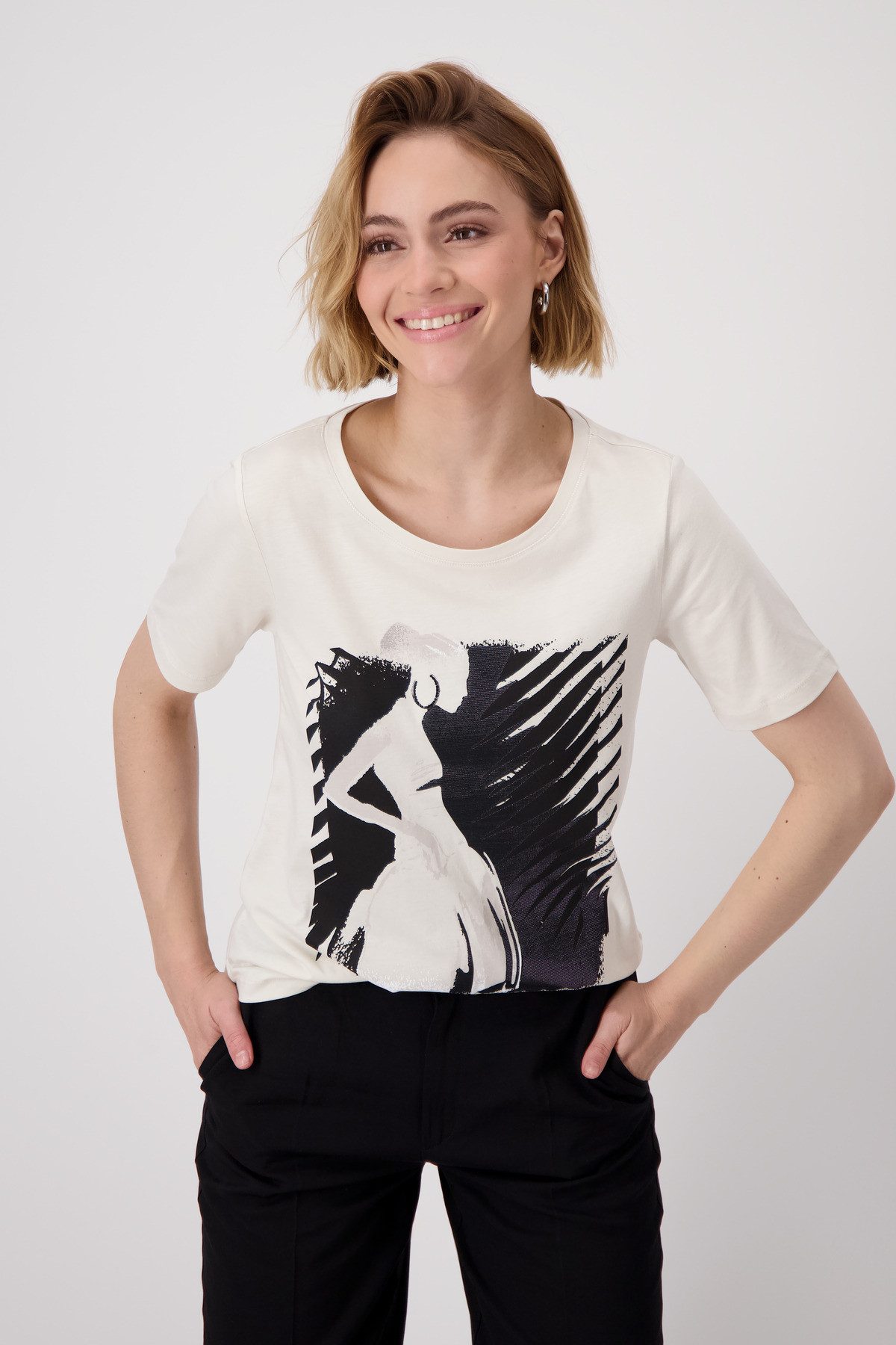 Monari Sweatshirt "Sweatshirt Ringel", Mit tiefem Rundhalsausschnitt günstig online kaufen