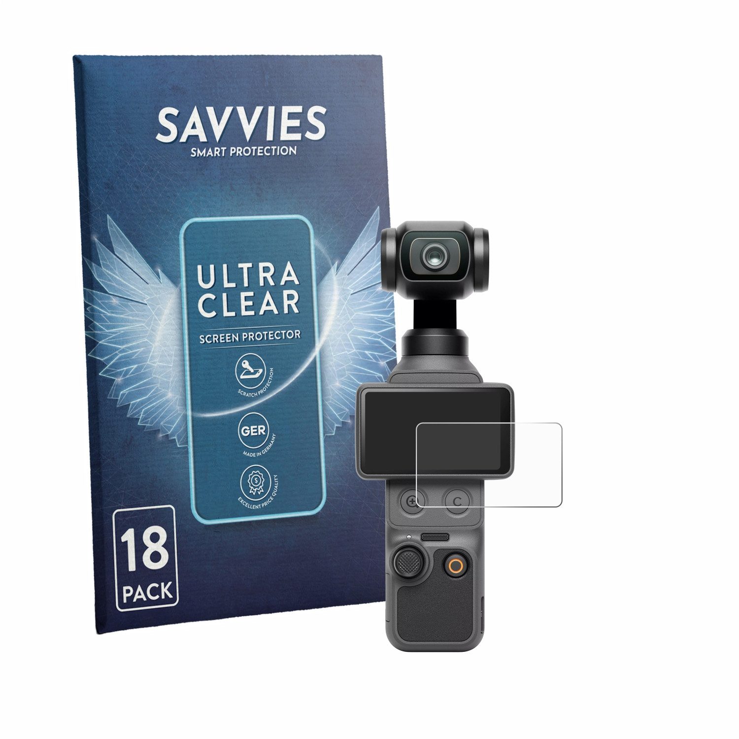Savvies Displayschutzfolie Schutzfolie für DJI Osmo Pocket 4, 18 Stück, Displayschutz Schutz Folie Klar Transparent