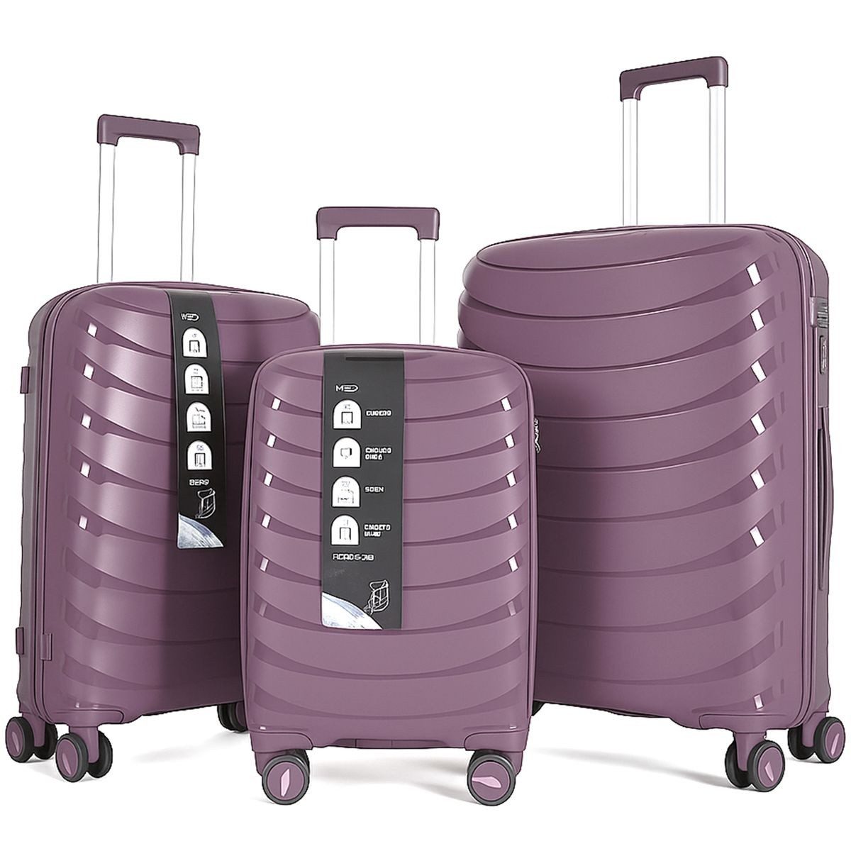 Brahmstein Kofferset 3-teiliges Hartschalen-Trolley-Set für Reisen und Urlaub, 4 Rollen, (3er-Set), Ausziehbare Griffe