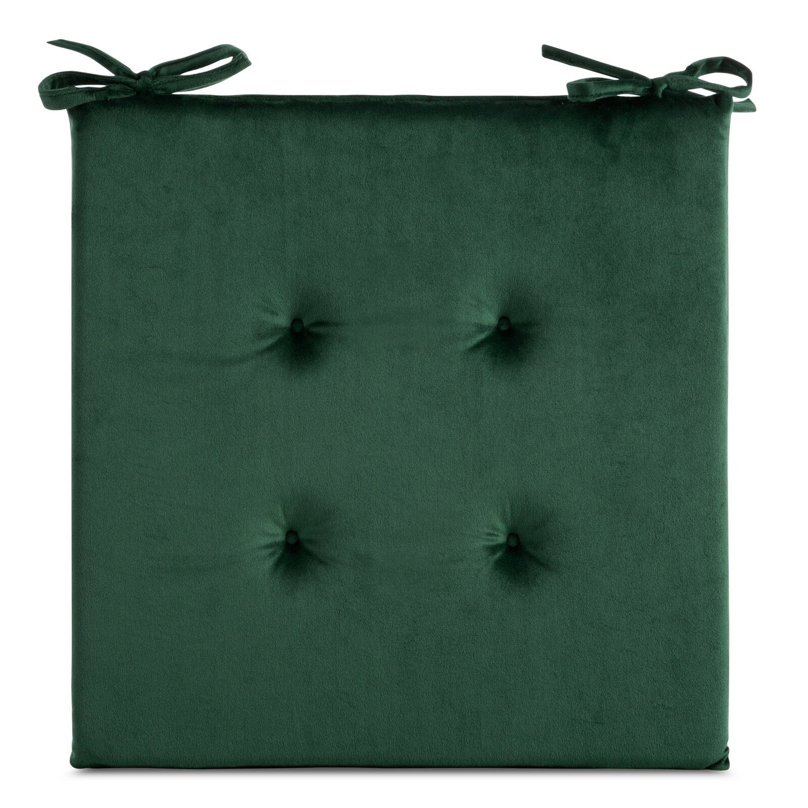 Eurofirany Stuhlkissen Sitzkissen aus Velvet Gesteppte 4 Punkte Einfarbig 40x40 cm, Samt Kissen Velours Sitzkissen mit Schnürchen