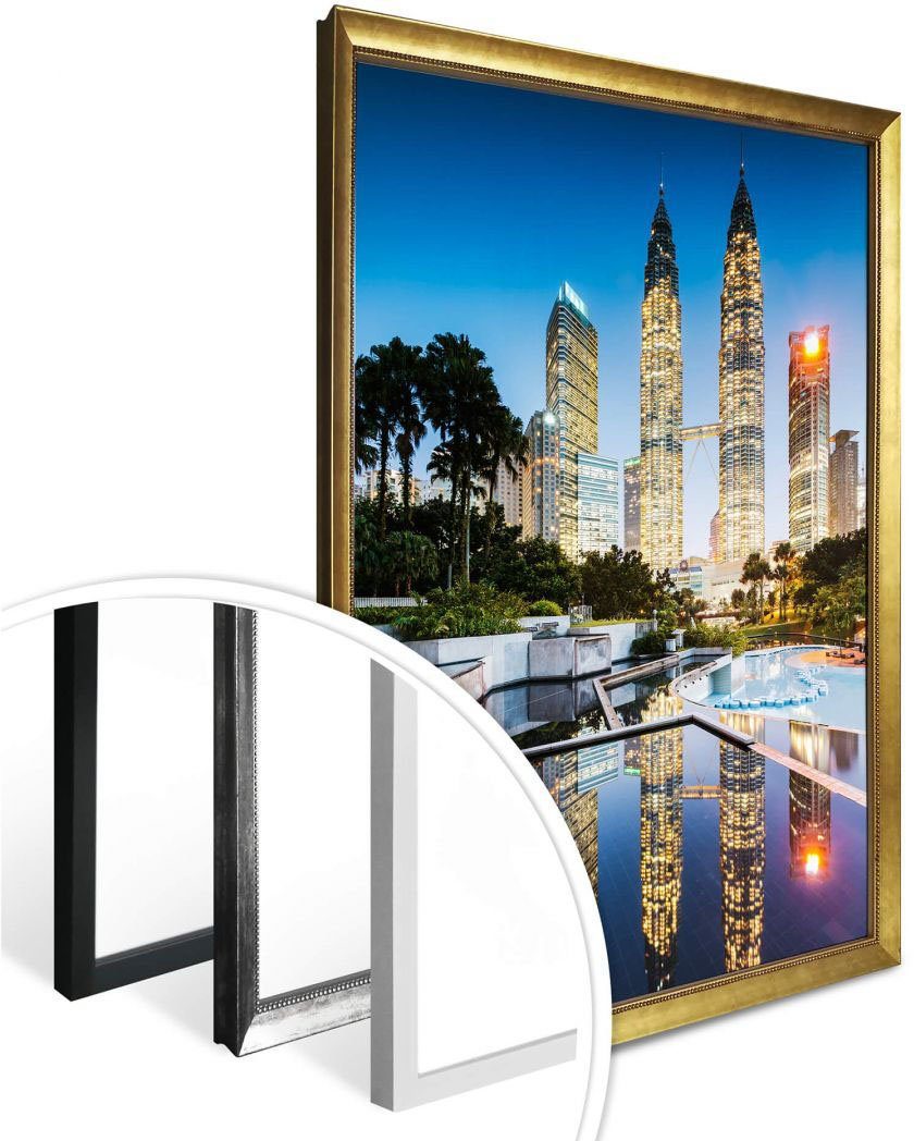 Bild, Gebäude Poster, Poster Petronas Wall-Art Towers (1 Wandposter Nacht, Wandbild, St),