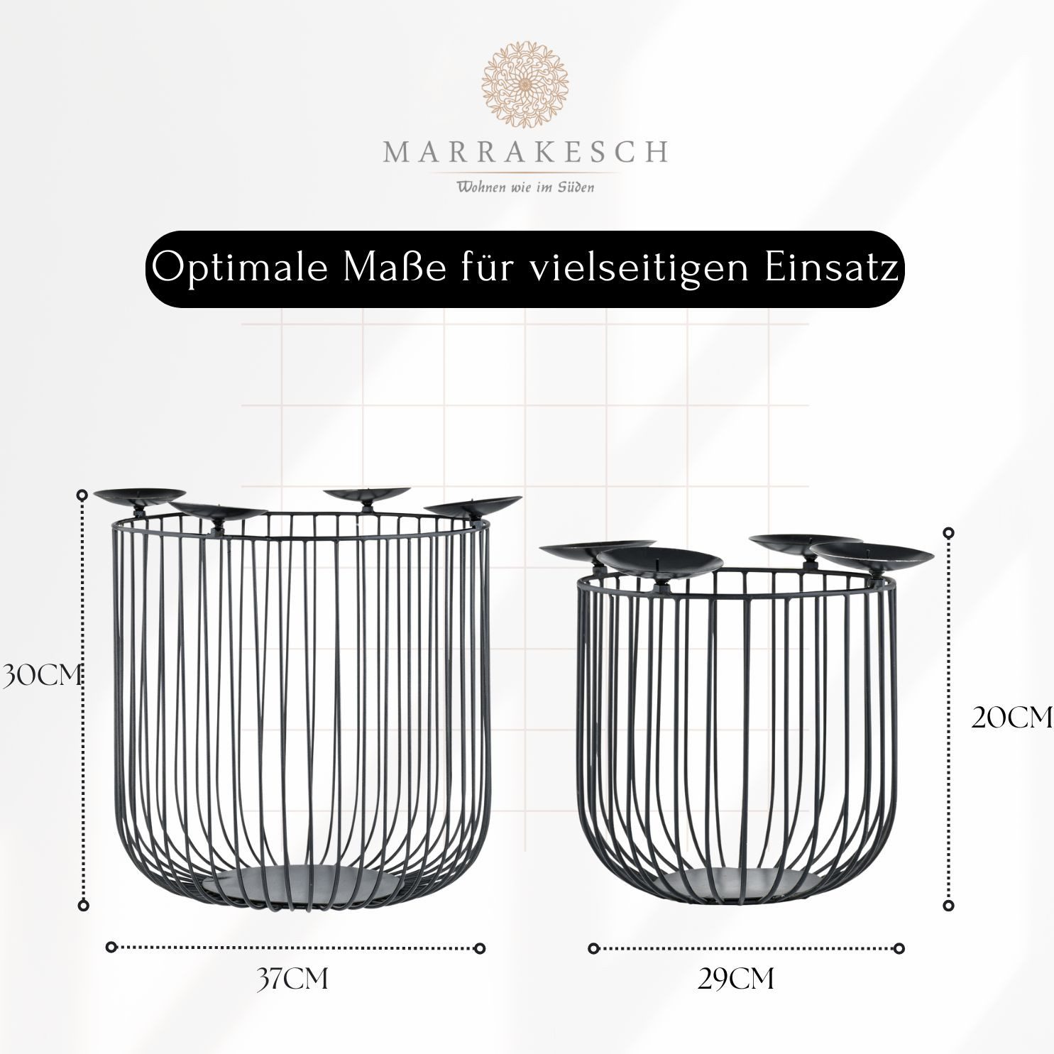 Marrakesch Orient & Mediterran Interior Tischkerzenhalter 2er Set Moderner Kerzenständer Donato modern aus Metall in Schwarz (2 St), Metall