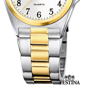 Festina Quarzuhr Festina Damenuhr Klassik, (Analoguhr), Damen Armbanduhr rund, Edelstahlarmband silber, gold, Casual