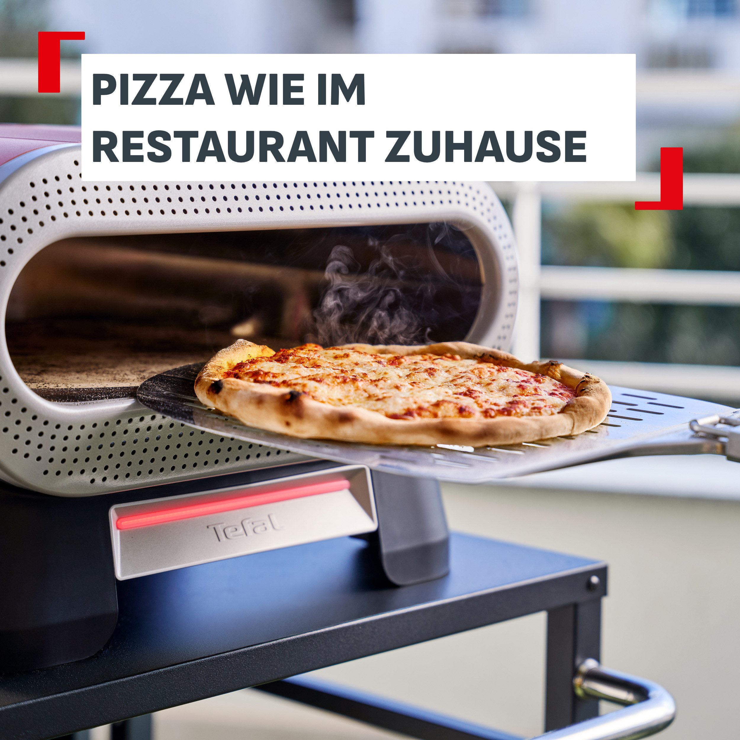 Tefal Pizzaofen Pizza Pronto, 4 Temperaturstufen (250–400°C), automatischer Drehstein, Pizzaschieber