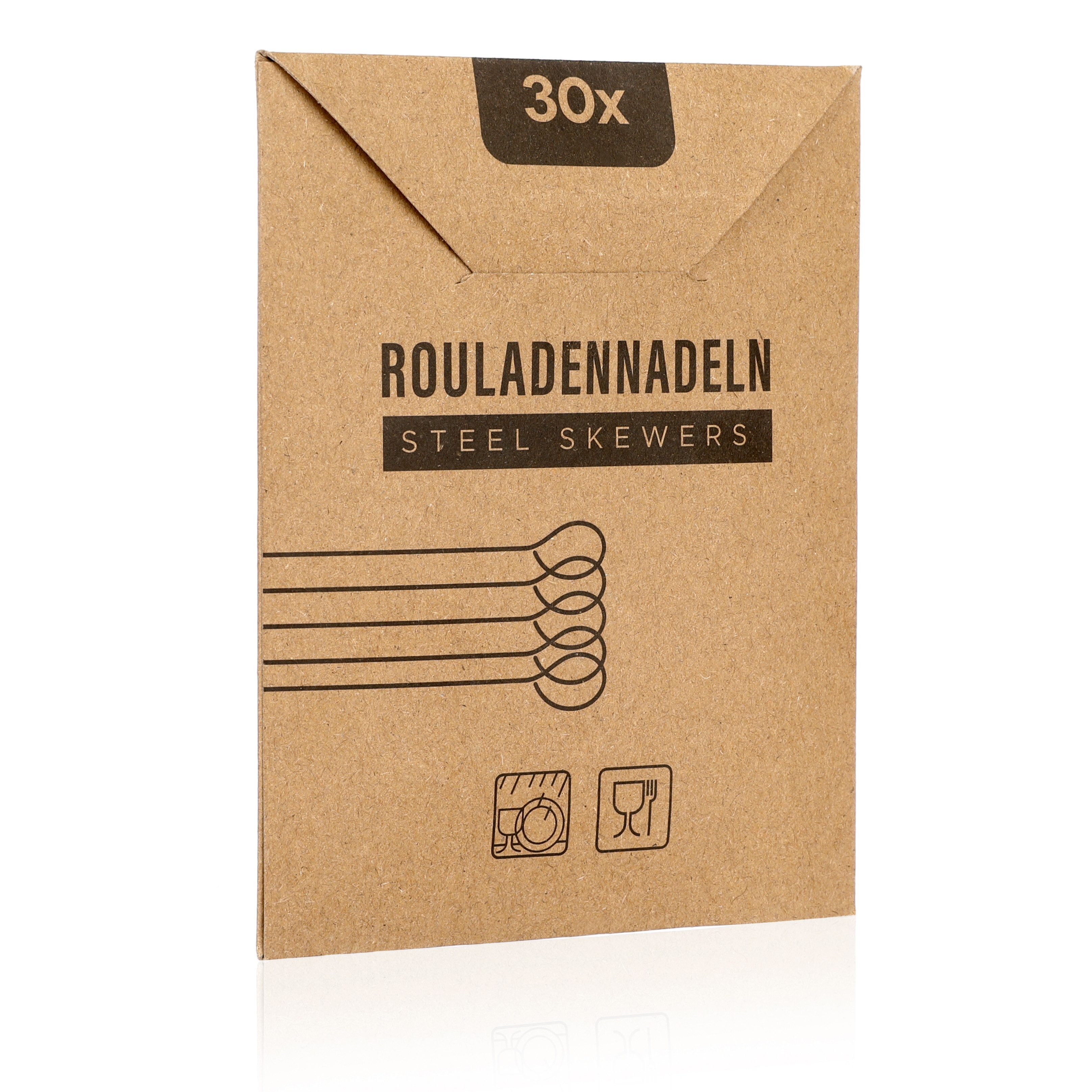 VanHenry Partyspieße Edelstahl Rouladennadeln Rouladenspieße 11 cm (30-St), mit Clip – Bild 4 von 5