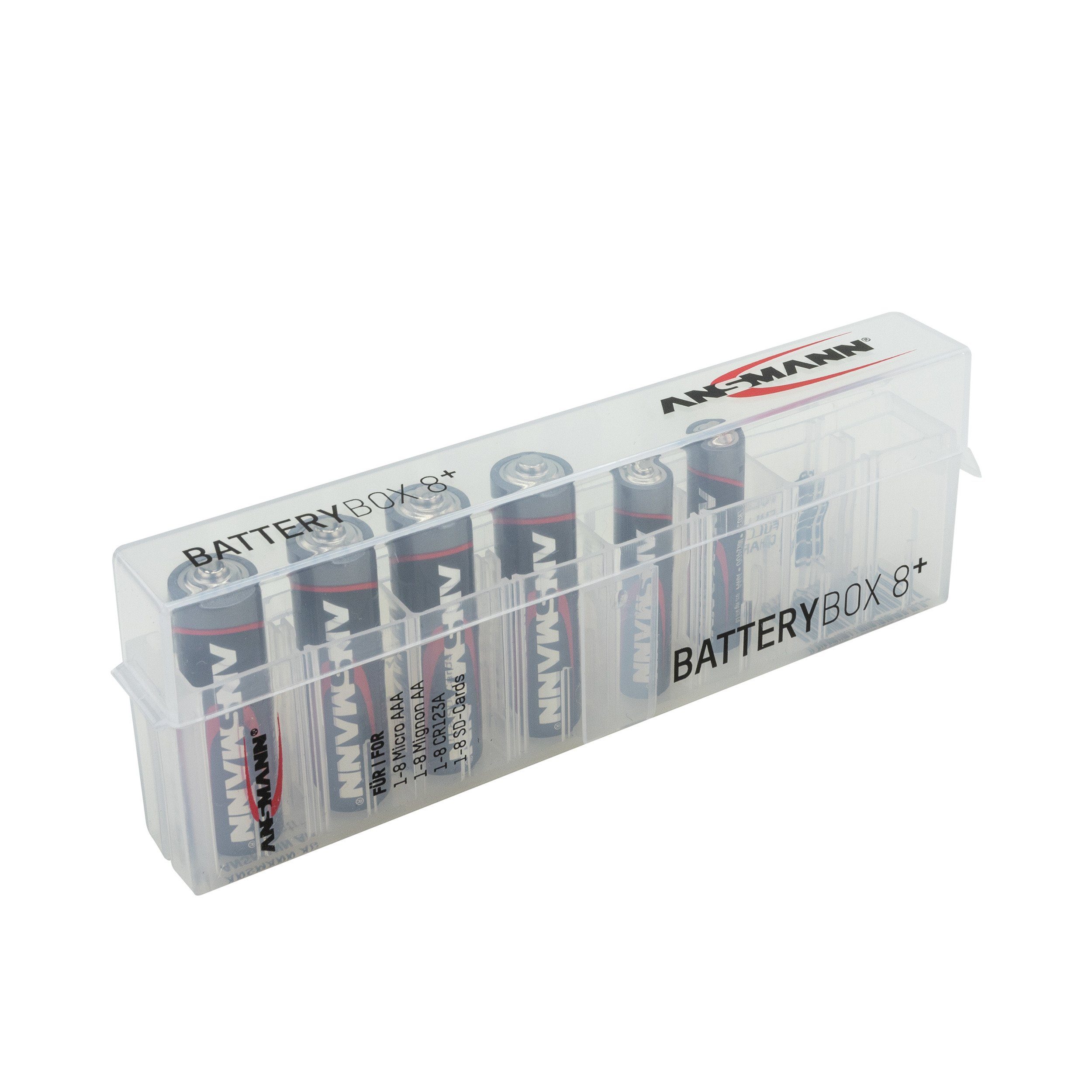 ANSMANN AG Akkubox - Aufbewahrung von bis zu 8 Akkus, Batterien o. Speicherkarten Akku